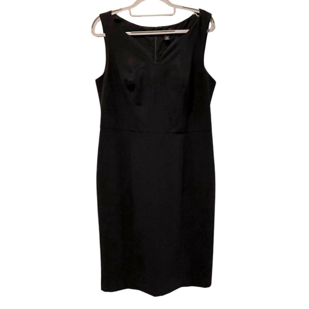 Worthington‎ Classic Sleeveless U-Neck Midi Career Sheath Dress Black Size 10